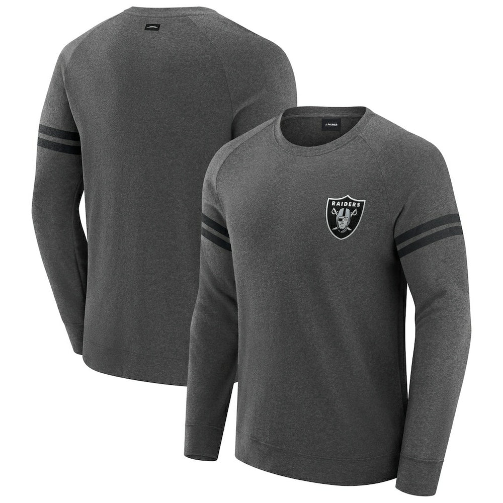 Las Vegas Raiders J. Palmer Players Lounge Raglan Tri-Blend Sweatshirt Dark Heather Gray