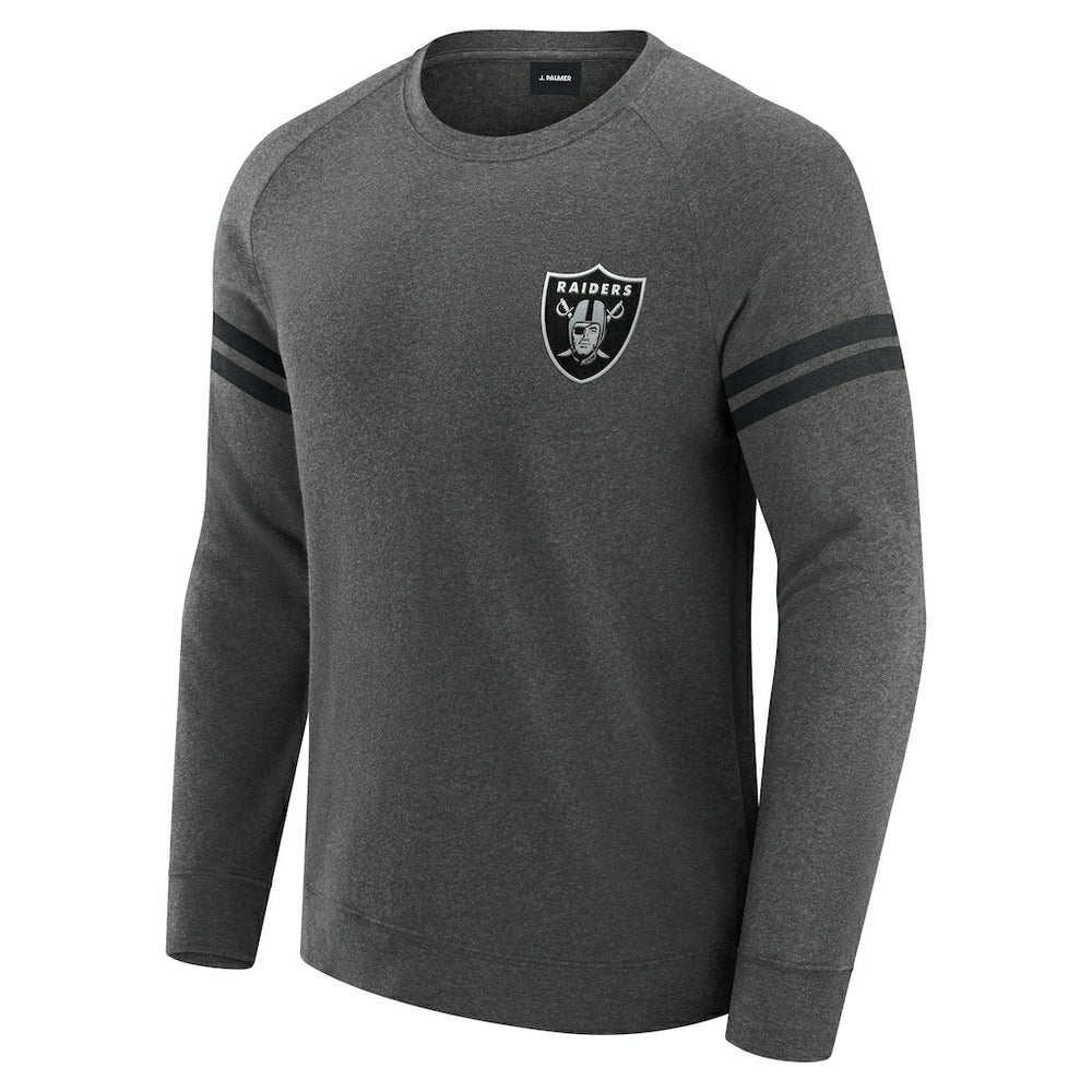 Las Vegas Raiders J. Palmer Players Lounge Raglan Tri-Blend Sweatshirt Dark Heather Gray