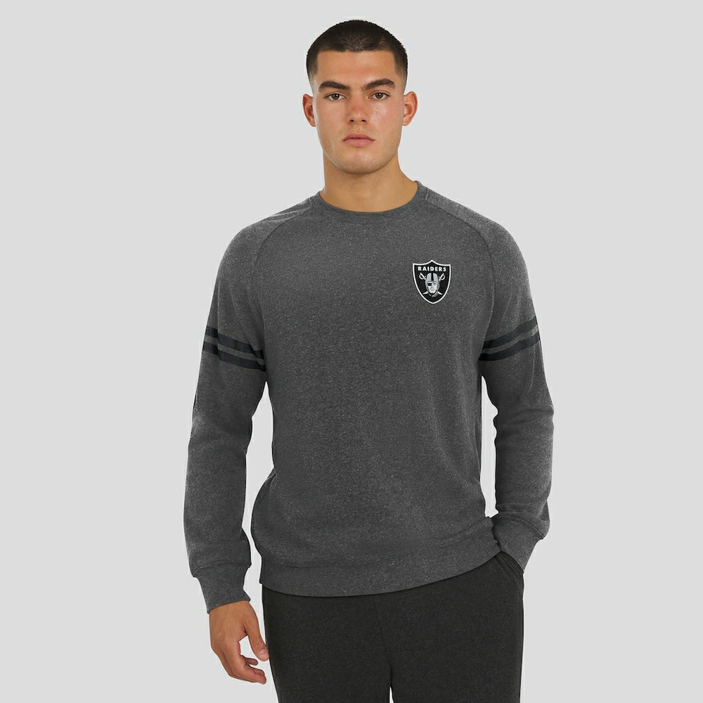 Las Vegas Raiders J. Palmer Players Lounge Raglan Tri-Blend Sweatshirt Dark Heather Gray