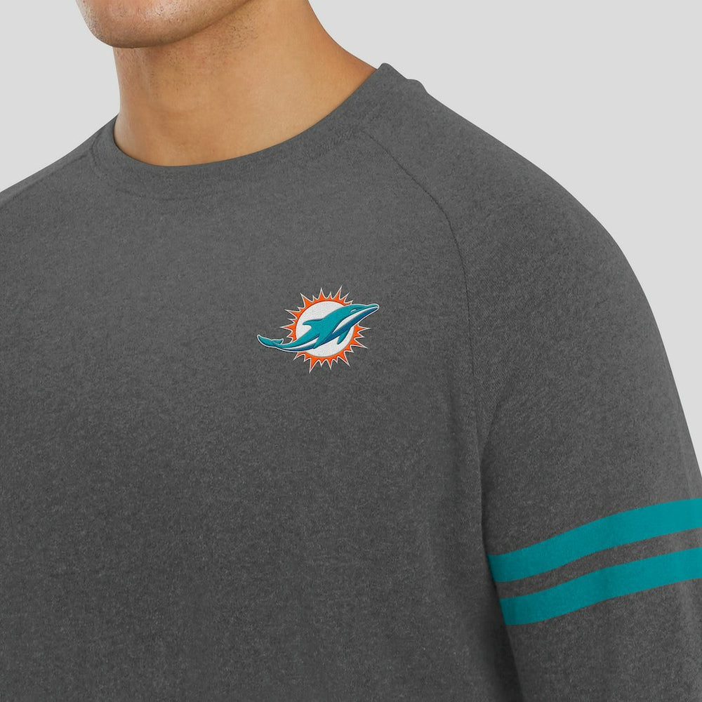 Miami Dolphins J. Palmer Players Lounge Raglan Tri-Blend Sweatshirt Dark Heather Gray