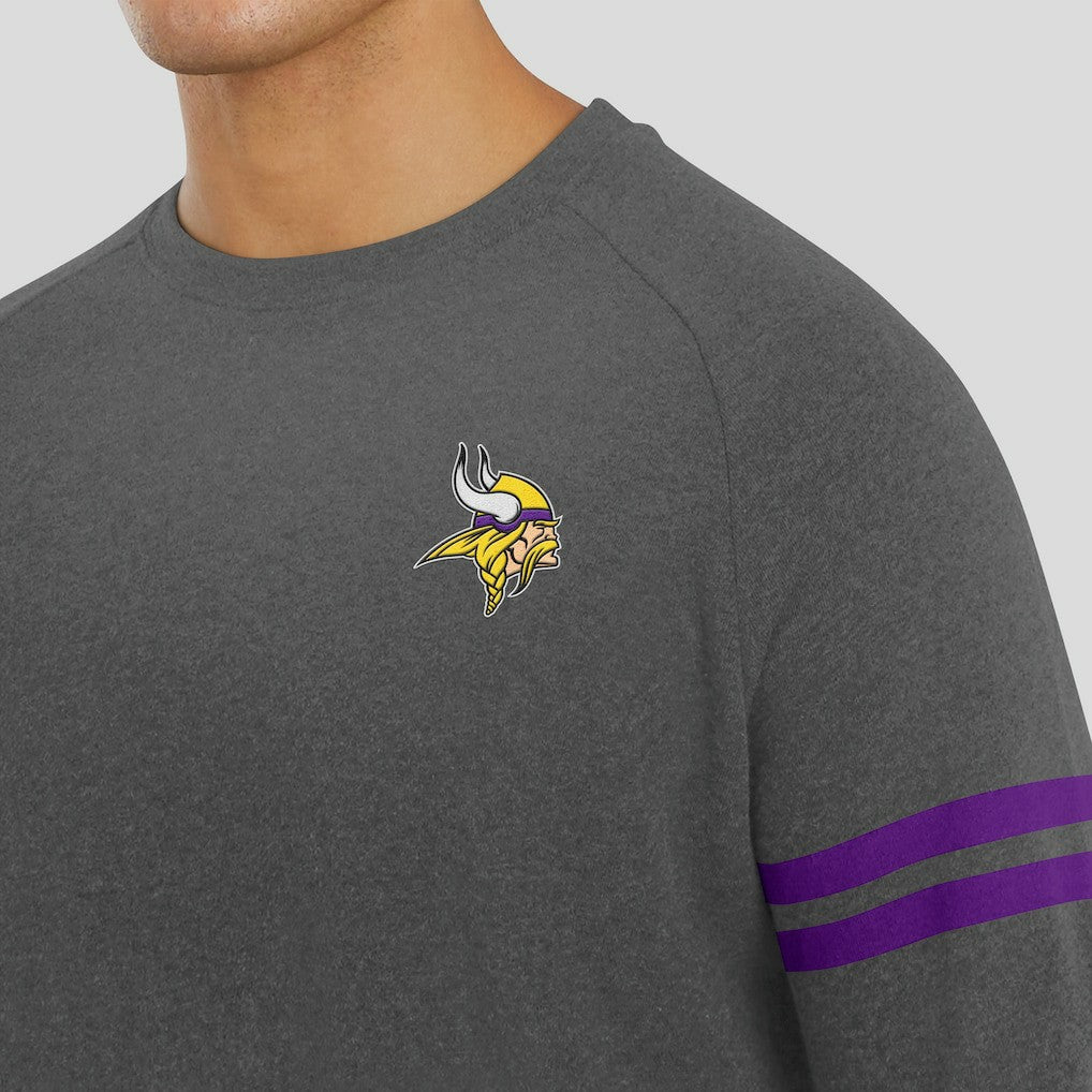 Minnesota Vikings J. Palmer Players Lounge Raglan Tri-Blend Sweatshirt Dark Heather Gray