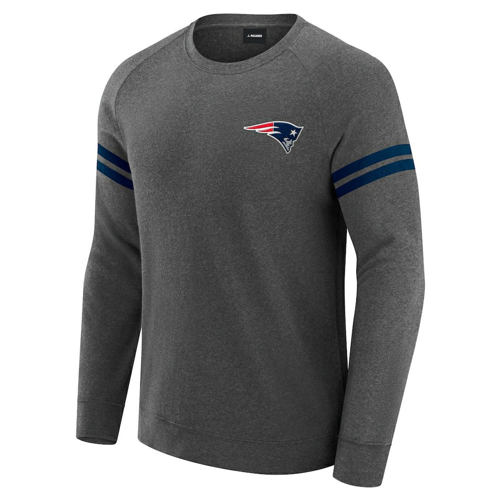 New England Patriots J. Palmer Players Lounge Raglan Tri-Blend Sweatshirt Dark Heather Gray
