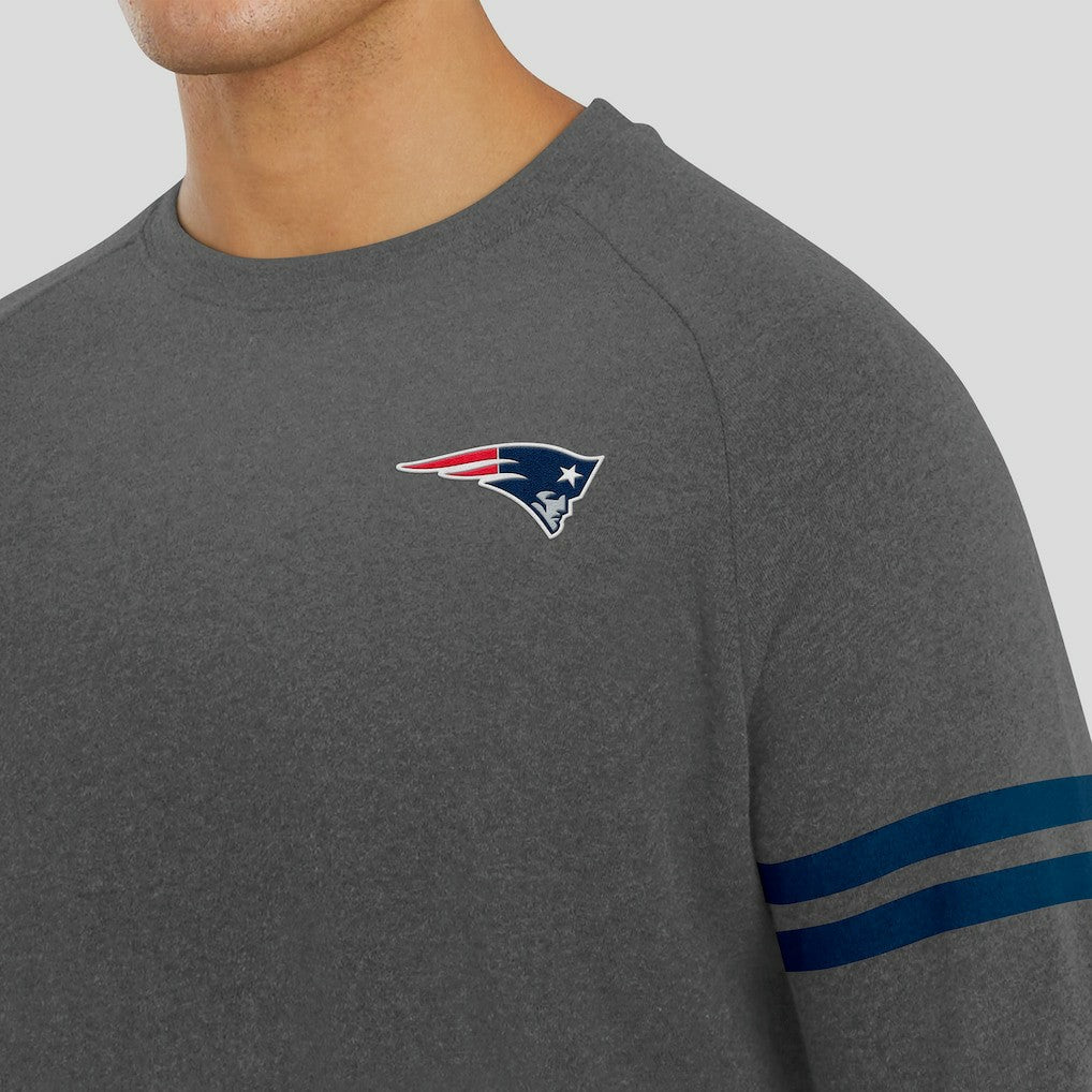 New England Patriots J. Palmer Players Lounge Raglan Tri-Blend Sweatshirt Dark Heather Gray