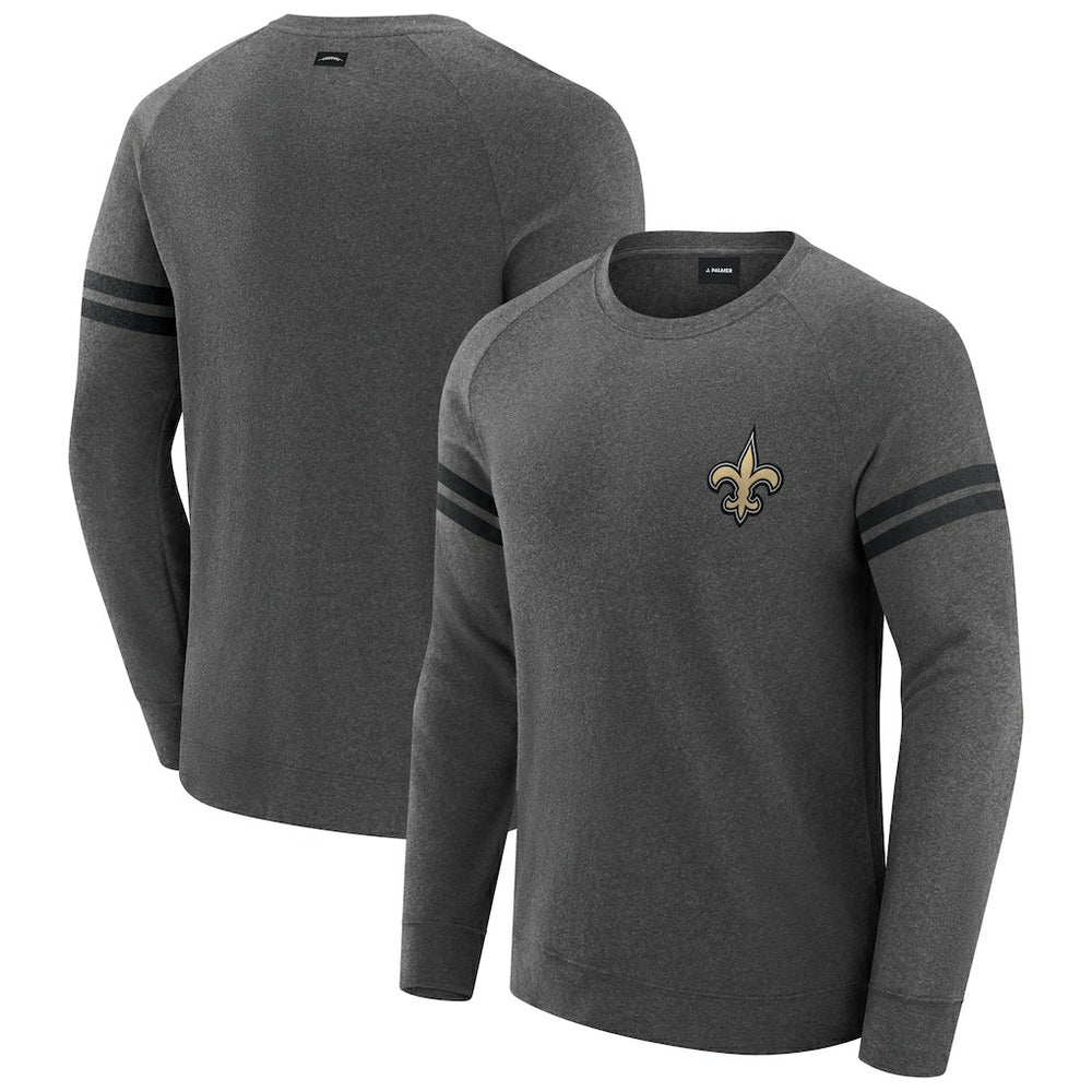 New Orleans Saints J. Palmer Players Lounge Raglan Tri-Blend Sweatshirt Dark Heather Gray
