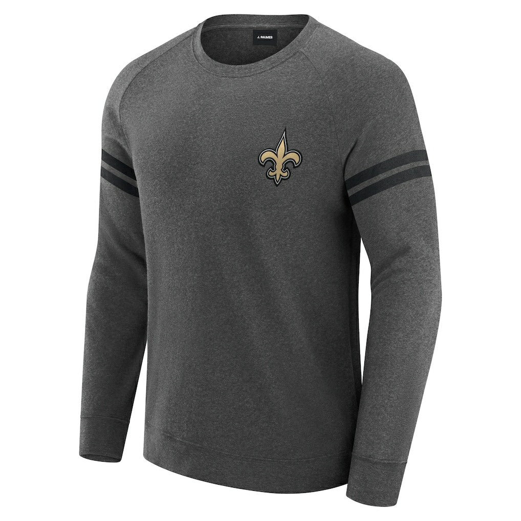 New Orleans Saints J. Palmer Players Lounge Raglan Tri-Blend Sweatshirt Dark Heather Gray