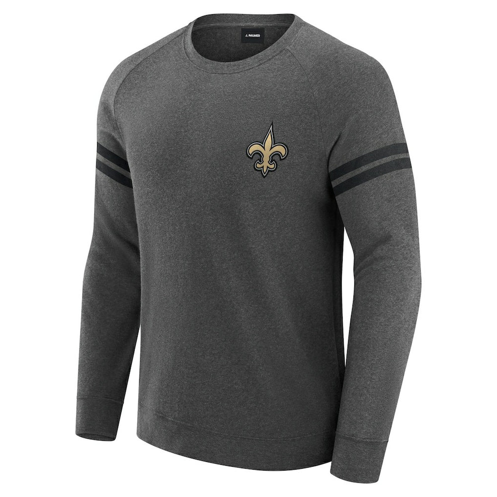 New Orleans Saints J. Palmer Players Lounge Raglan Tri-Blend Sweatshirt Dark Heather Gray