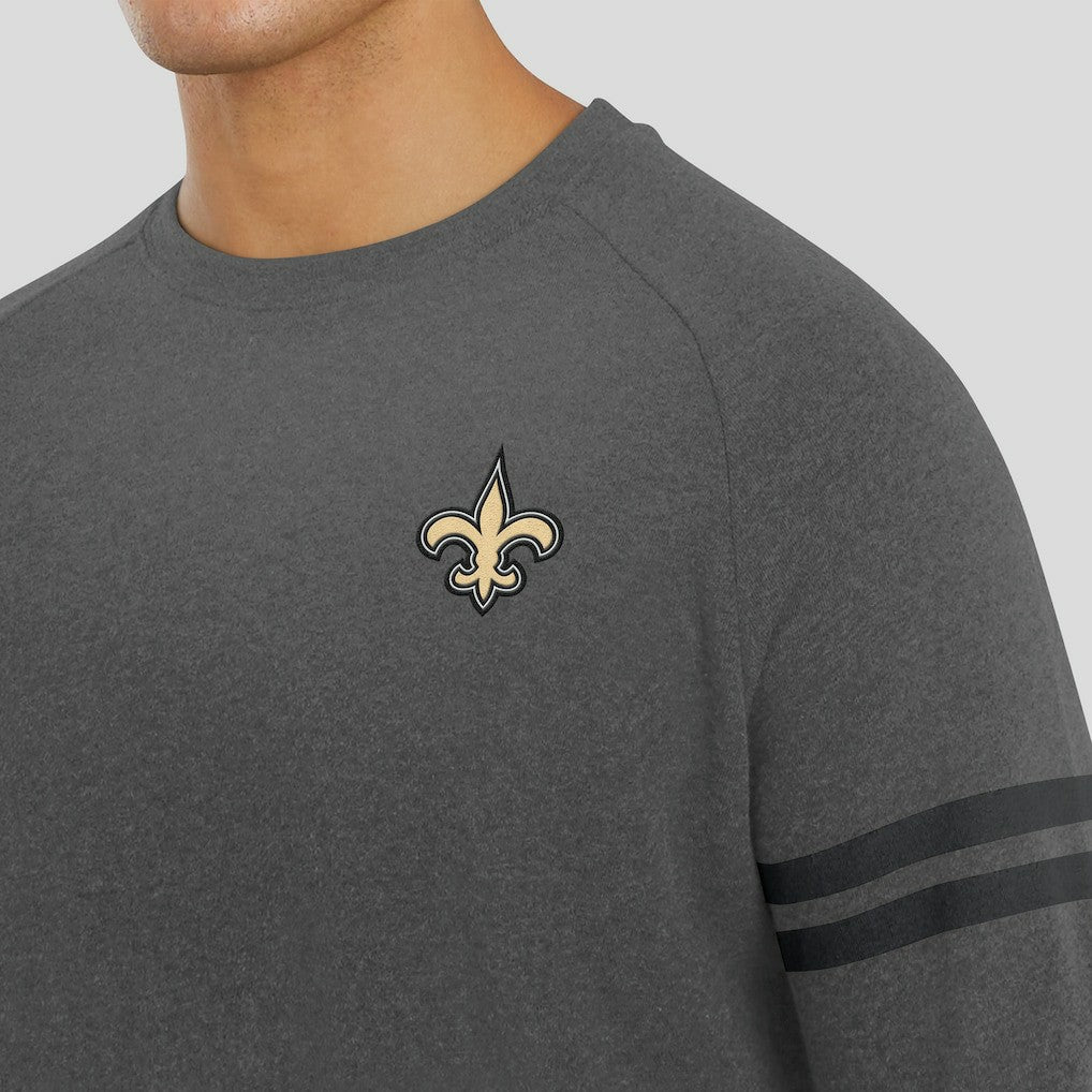 New Orleans Saints J. Palmer Players Lounge Raglan Tri-Blend Sweatshirt Dark Heather Gray