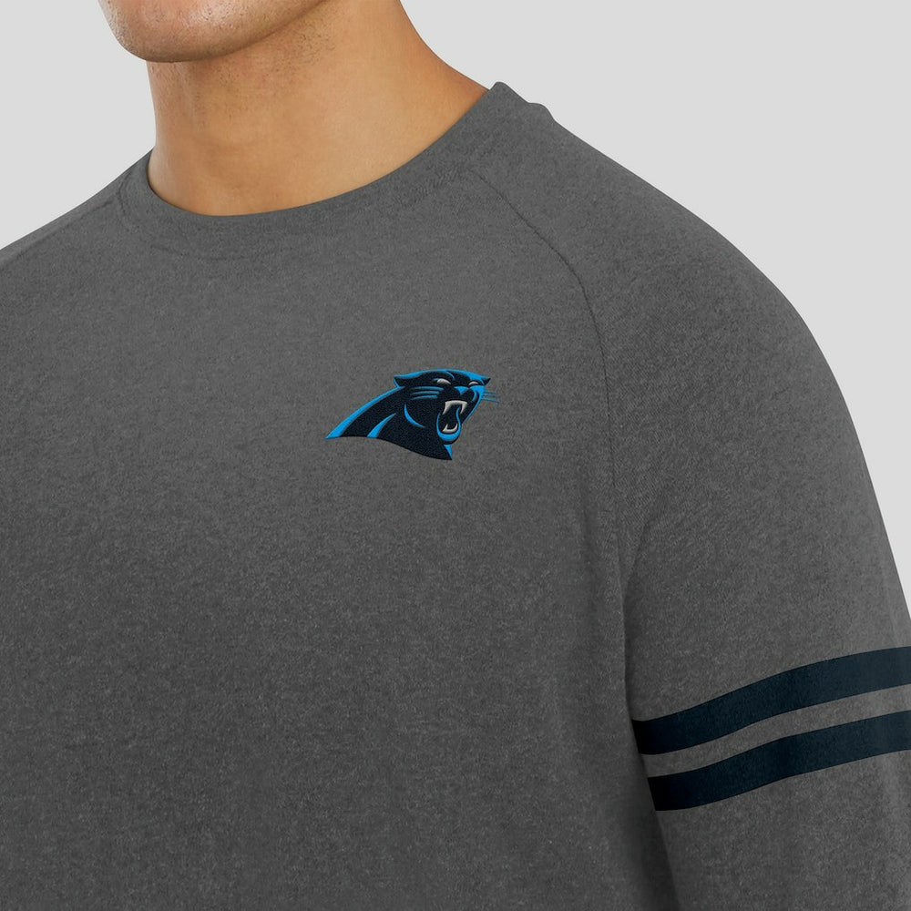 Carolina Panthers J. Palmer Players Lounge Raglan Tri-Blend Sweatshirt Dark Heather Gray