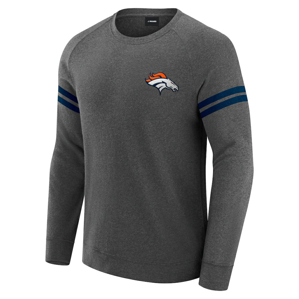 Denver Broncos J. Palmer Players Lounge Raglan Tri-Blend Sweatshirt Dark Heather Gray