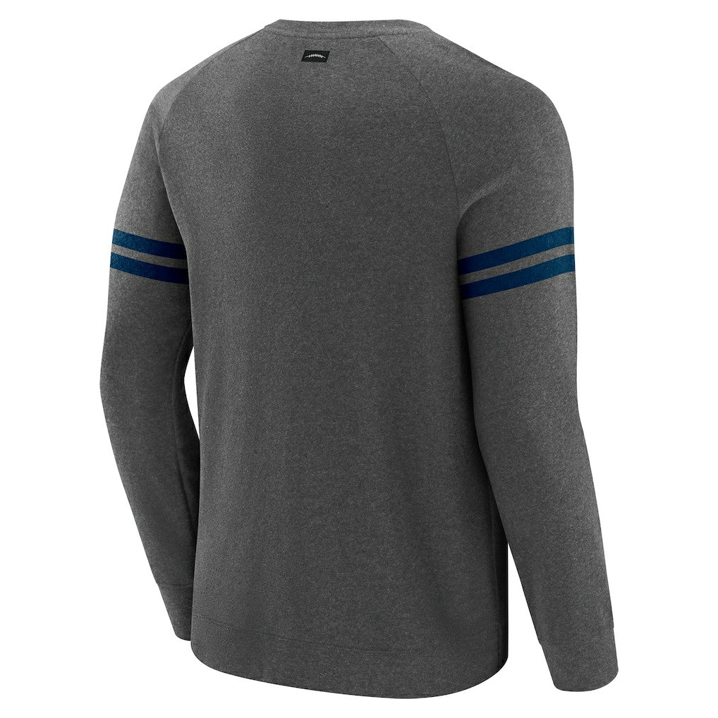 Denver Broncos J. Palmer Players Lounge Raglan Tri-Blend Sweatshirt Dark Heather Gray