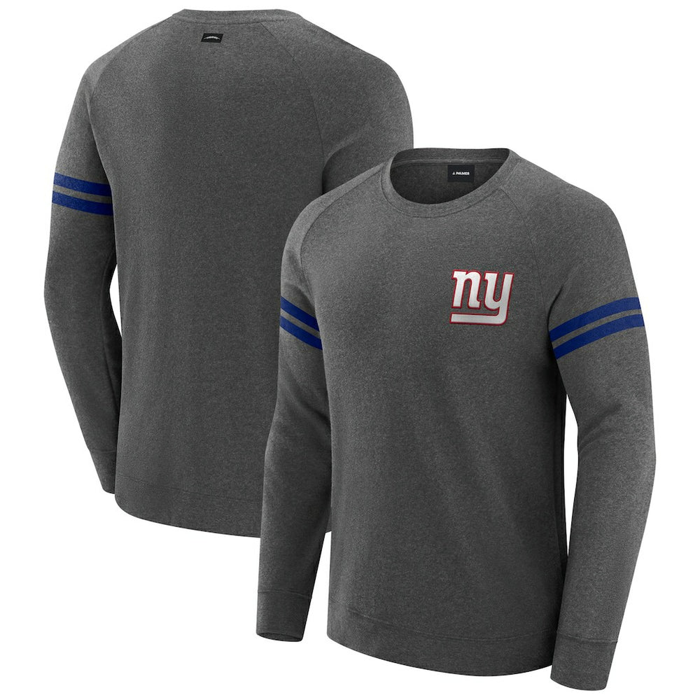 New York Giants J. Palmer Players Lounge Raglan Tri-Blend Sweatshirt Dark Heather Gray