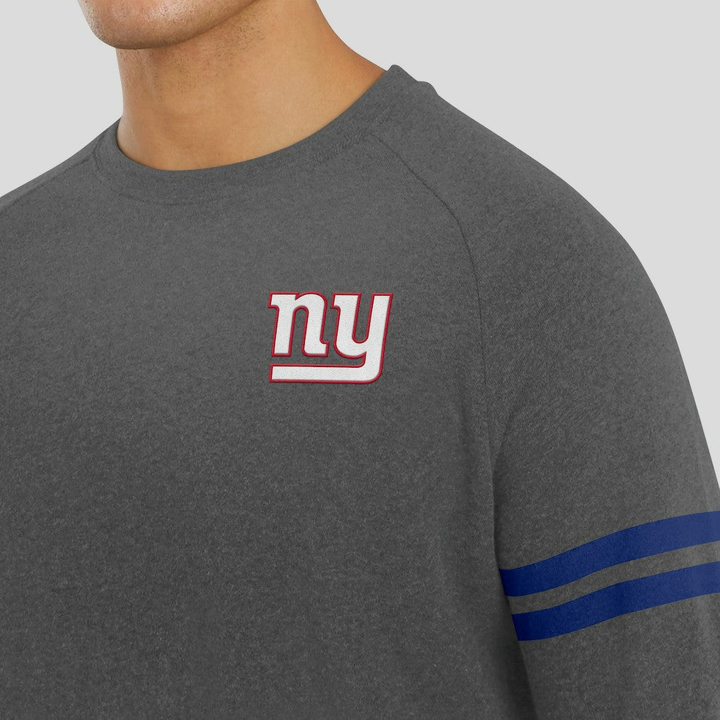 New York Giants J. Palmer Players Lounge Raglan Tri-Blend Sweatshirt Dark Heather Gray
