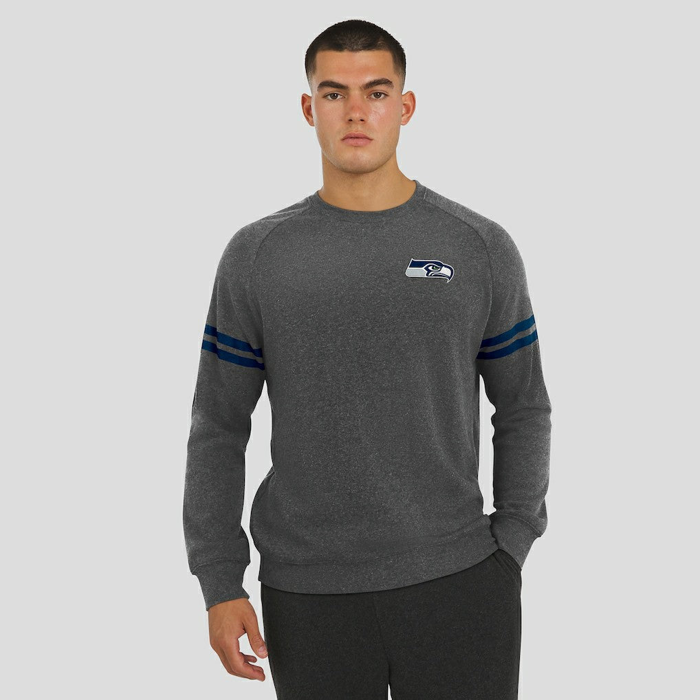Seattle Seahawks J. Palmer Players Lounge Raglan Tri-Blend Sweatshirt Dark Heather Gray