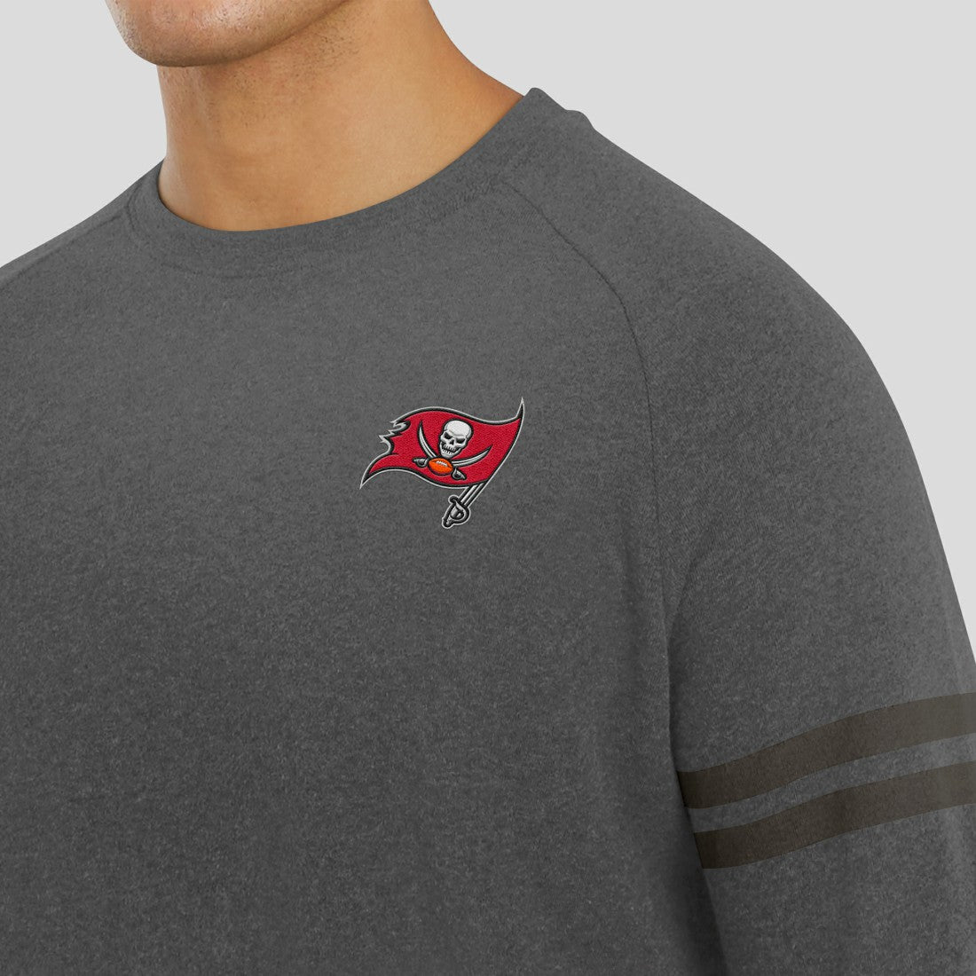 Tampa Bay Buccaneers J. Palmer Players Lounge Raglan Tri-Blend Sweatshirt Dark Heather Gray
