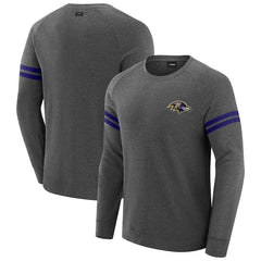 Baltimore Ravens J. Palmer Players Lounge Raglan Tri-Blend Sweatshirt Dark Heather Gray