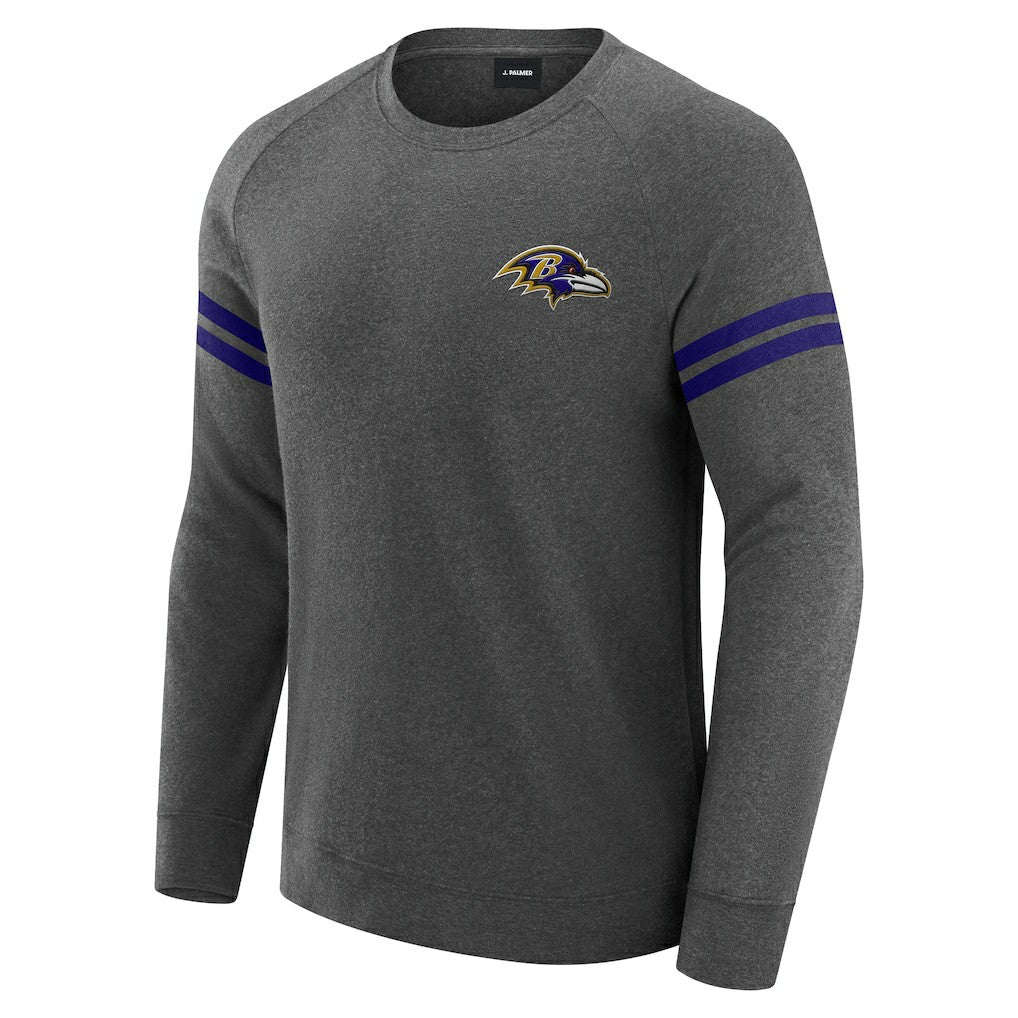 Baltimore Ravens J. Palmer Players Lounge Raglan Tri-Blend Sweatshirt Dark Heather Gray