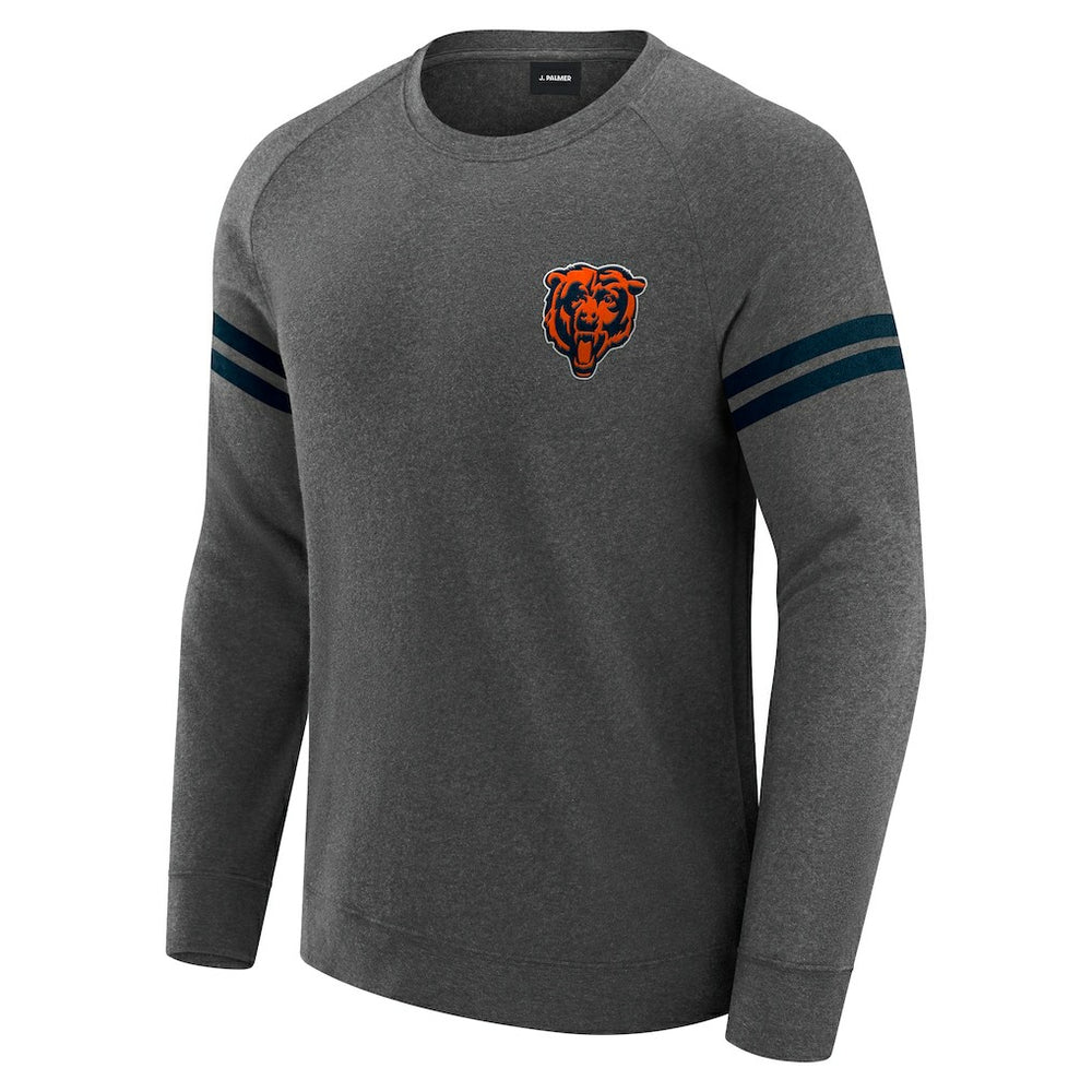 Chicago Bears J. Palmer Players Lounge Raglan Tri-Blend Sweatshirt Dark Heather Gray