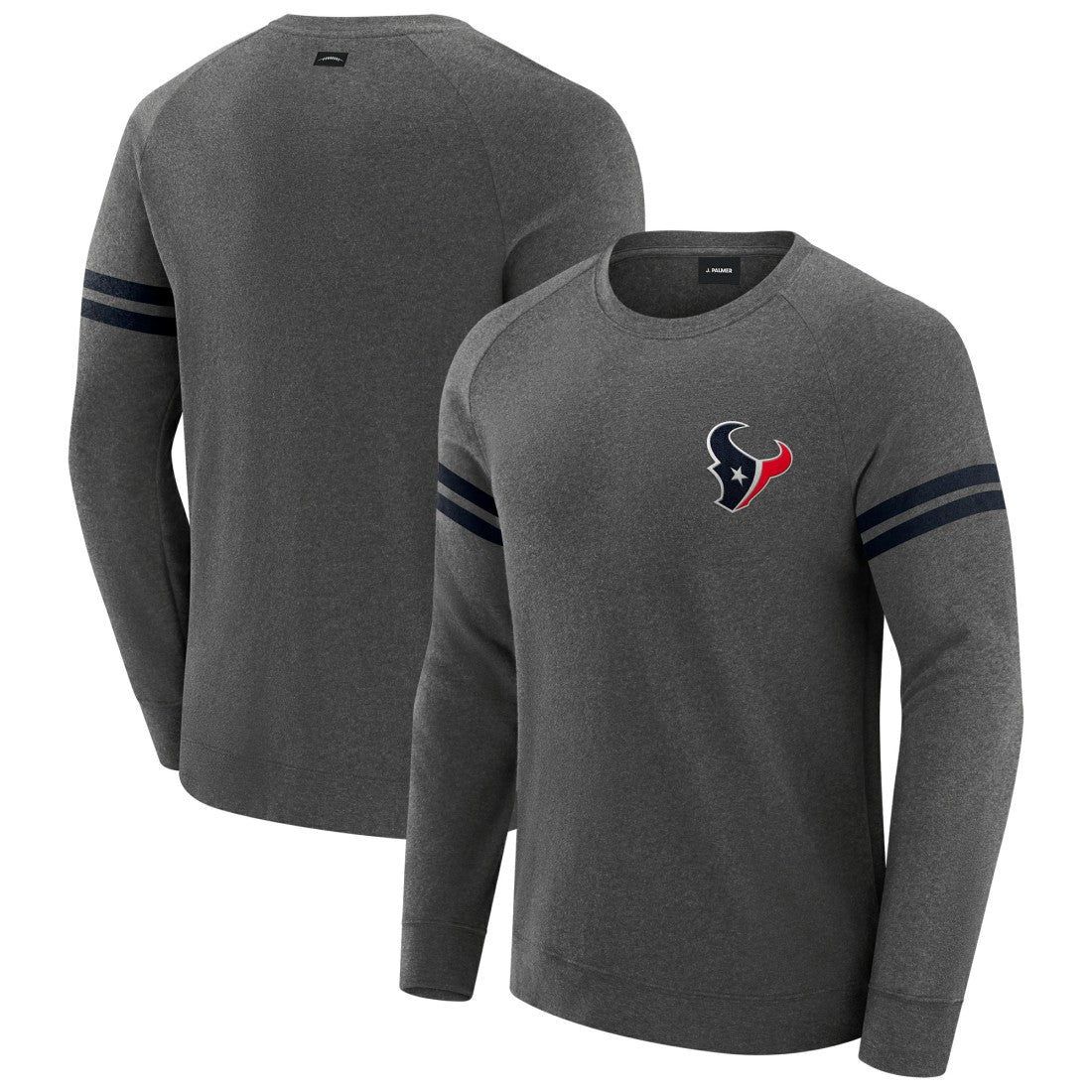 Houston Texans J. Palmer Players Lounge Raglan Tri-Blend Sweatshirt Dark Heather Gray