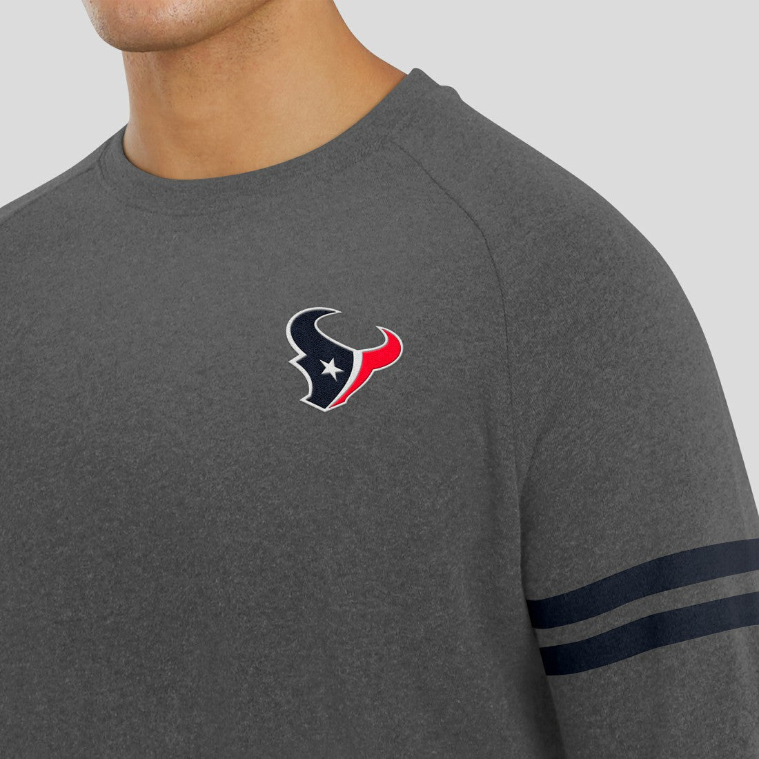 Houston Texans J. Palmer Players Lounge Raglan Tri-Blend Sweatshirt Dark Heather Gray