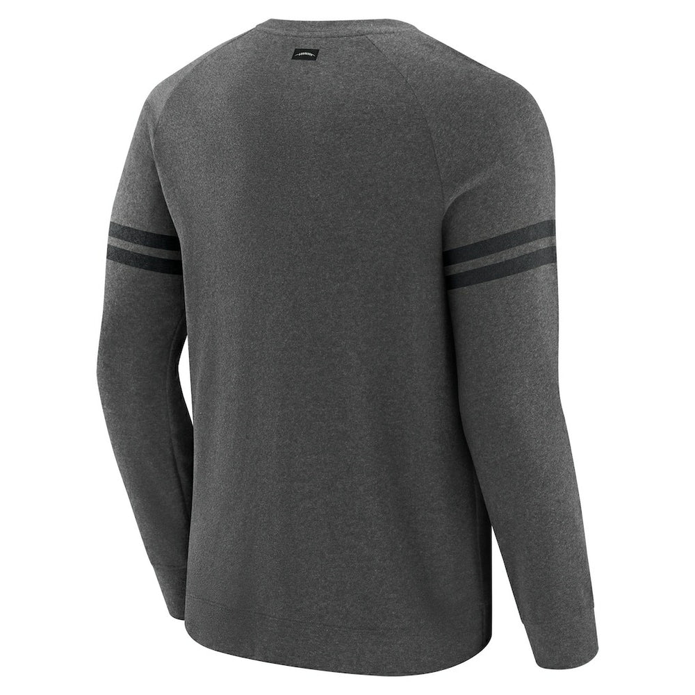 Pittsburgh Steelers J. Palmer Players Lounge Raglan Tri-Blend Sweatshirt Dark Heather Gray