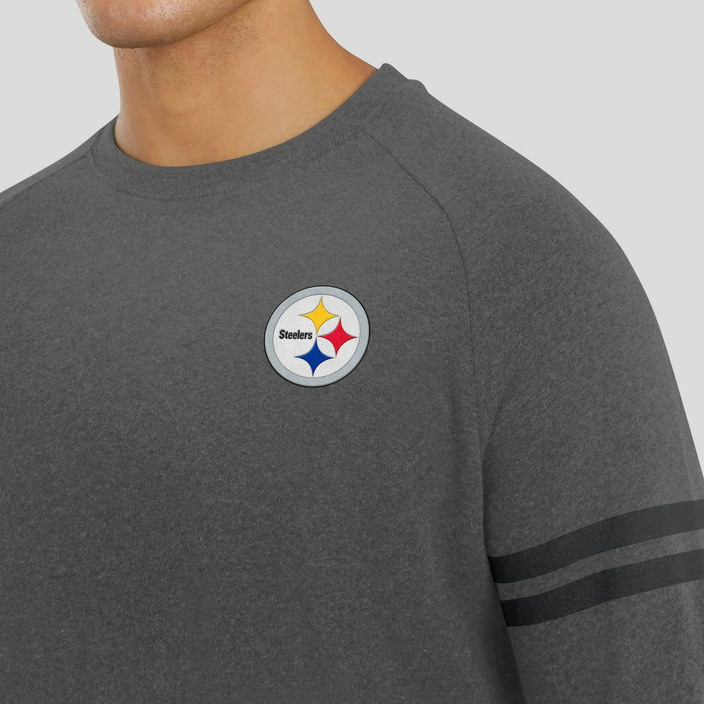Pittsburgh Steelers J. Palmer Players Lounge Raglan Tri-Blend Sweatshirt Dark Heather Gray