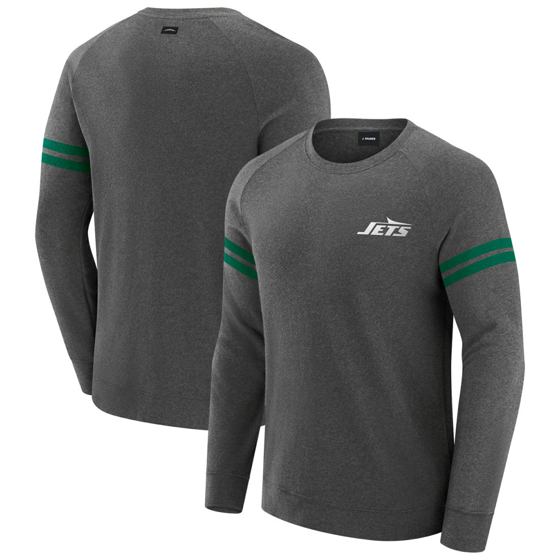New York Jets J. Palmer Players Lounge Raglan Tri-Blend Sweatshirt Dark Heather Gray