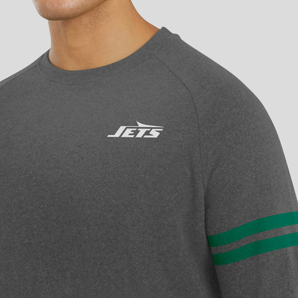 New York Jets J. Palmer Players Lounge Raglan Tri-Blend Sweatshirt Dark Heather Gray