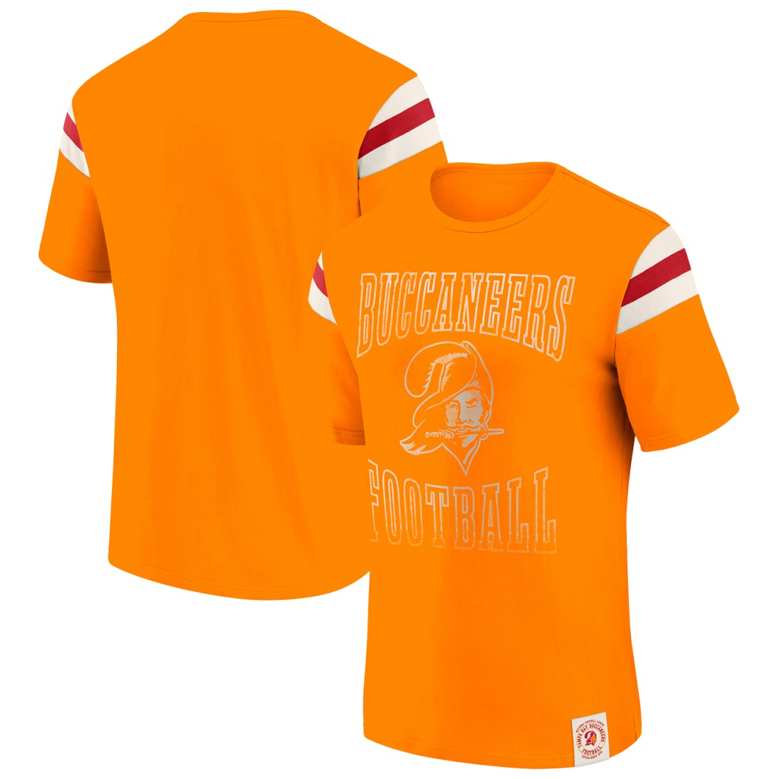 Fanatics Tampa Bay Buccaneers Darius Rucker Collection Distressed Throwback Shoulder Stripe T-Shirt Orange