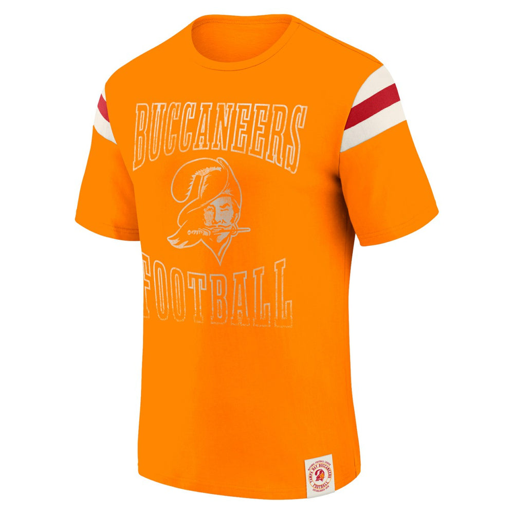 Fanatics Tampa Bay Buccaneers Darius Rucker Collection Distressed Throwback Shoulder Stripe T-Shirt Orange
