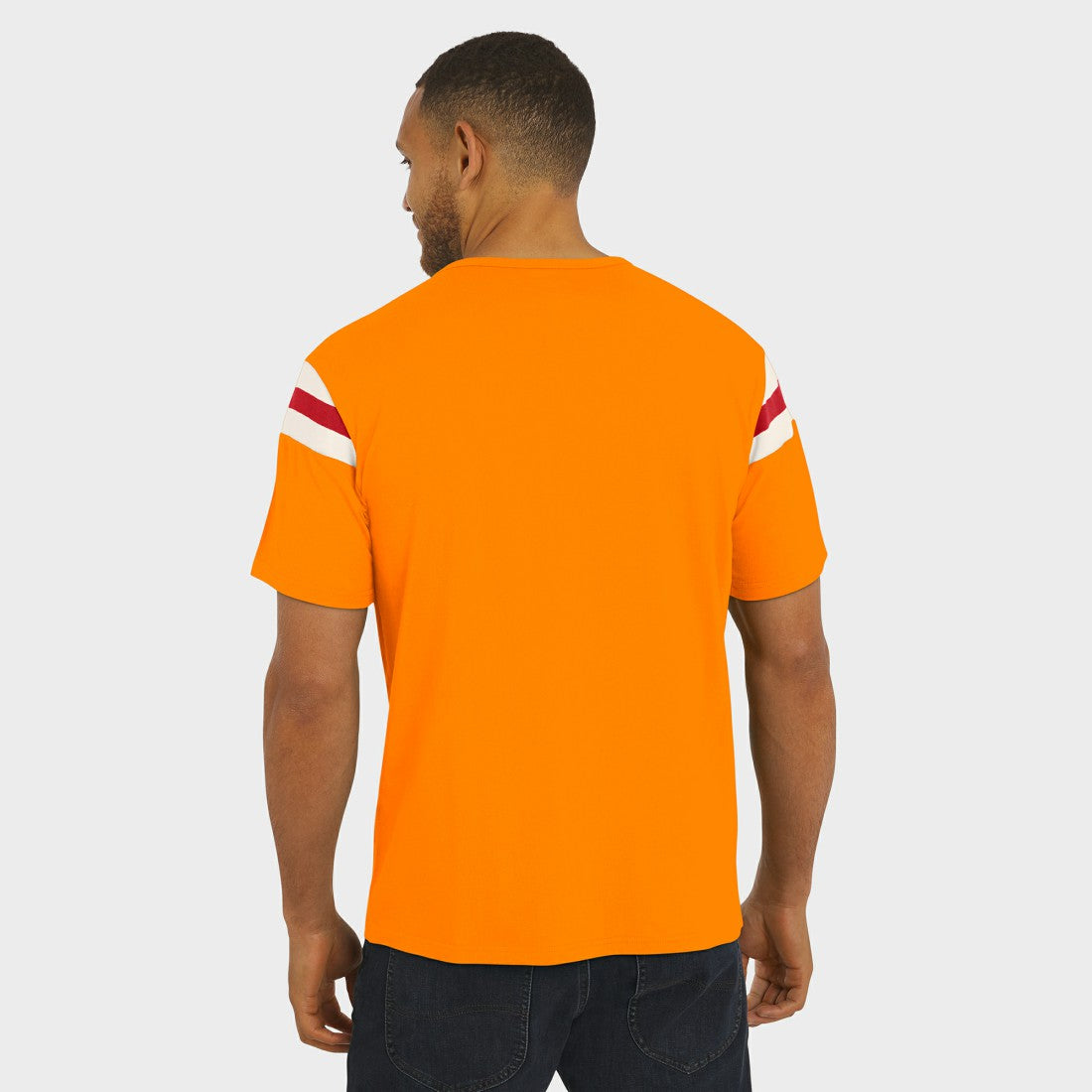 Fanatics Tampa Bay Buccaneers Darius Rucker Collection Distressed Throwback Shoulder Stripe T-Shirt Orange