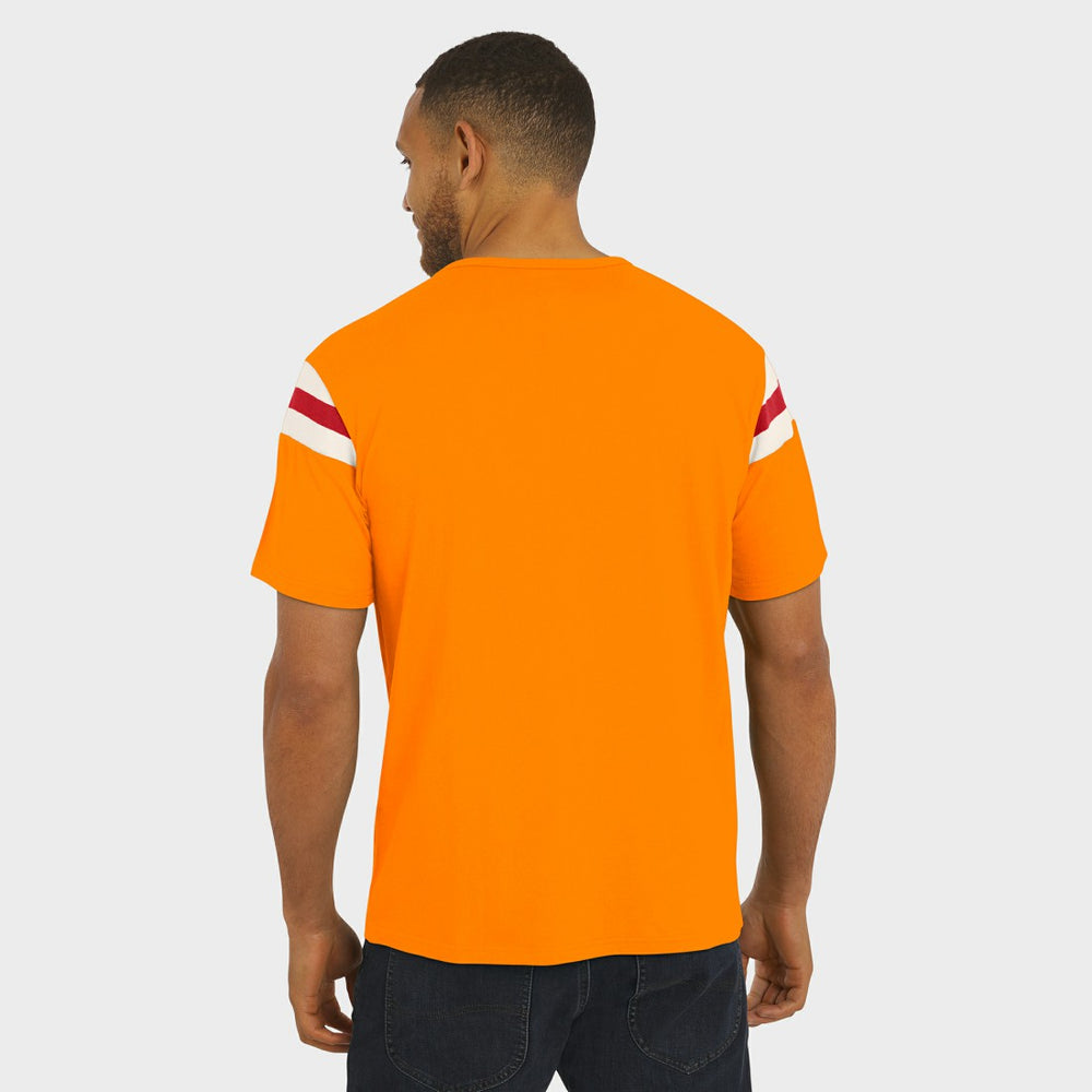 Fanatics Tampa Bay Buccaneers Darius Rucker Collection Distressed Throwback Shoulder Stripe T-Shirt Orange