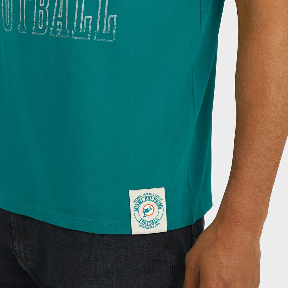 Fanatics Miami Dolphins Darius Rucker Collection Distressed Throwback Shoulder Stripe T-Shirt Aqua
