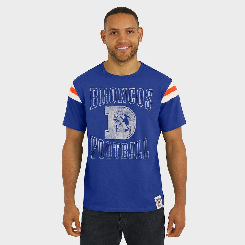 Fanatics Denver Broncos Darius Rucker Collection Distressed Throwback Shoulder Stripe T-Shirt Royal