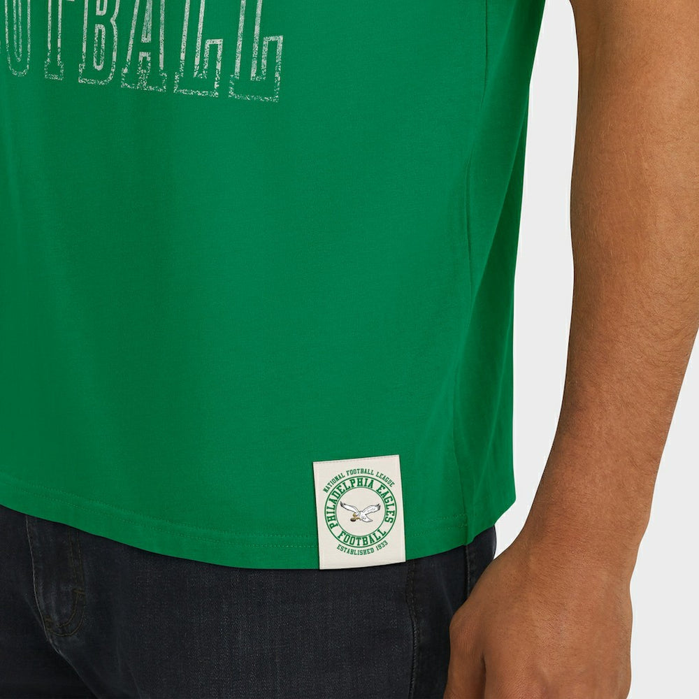 Fanatics Philadelphia Eagles Darius Rucker Collection Distressed Throwback Shoulder Stripe T-Shirt Kelly Green