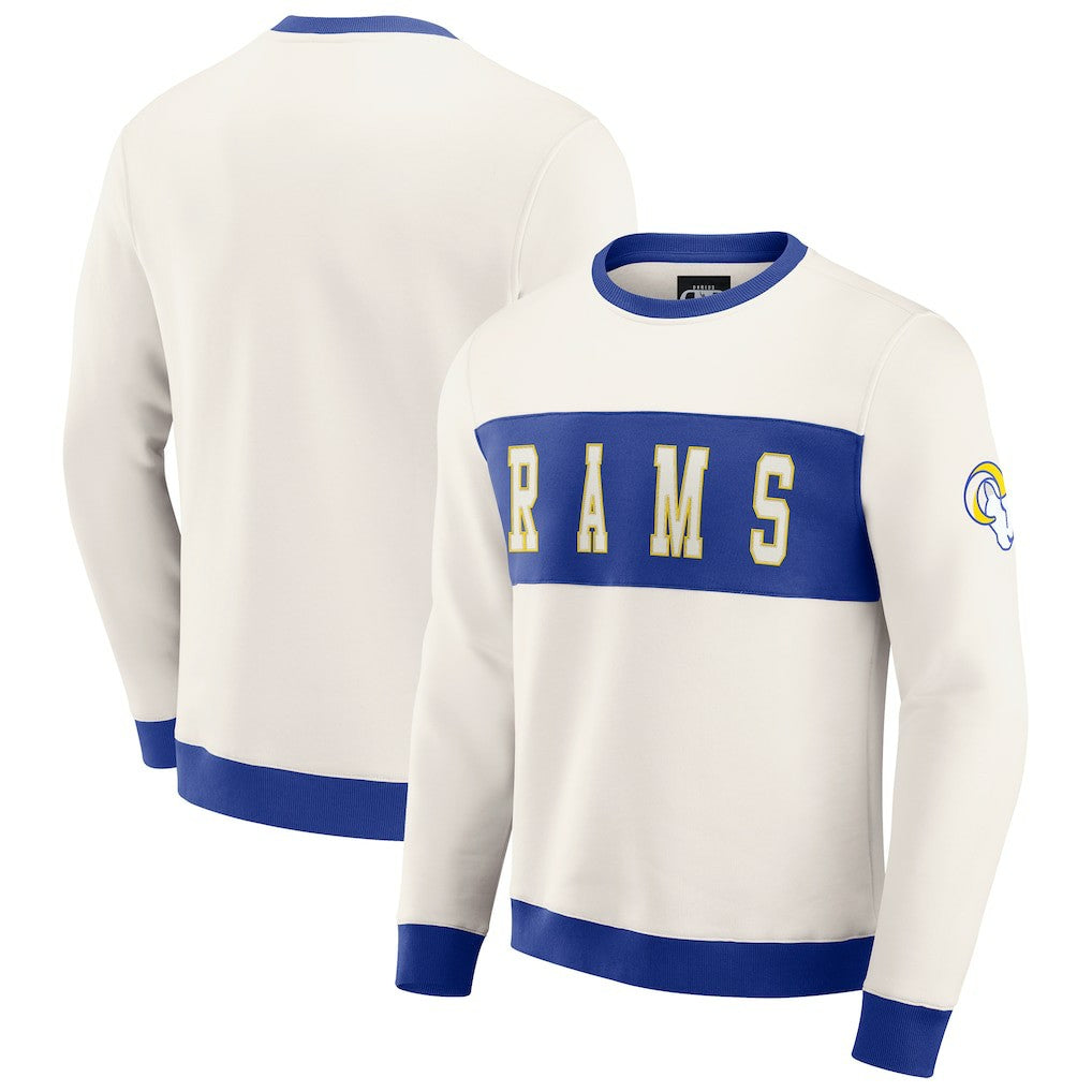 Fanatics Los Angeles Rams Darius Rucker Collection Colorblock Pullover Sweatshirt Cream
