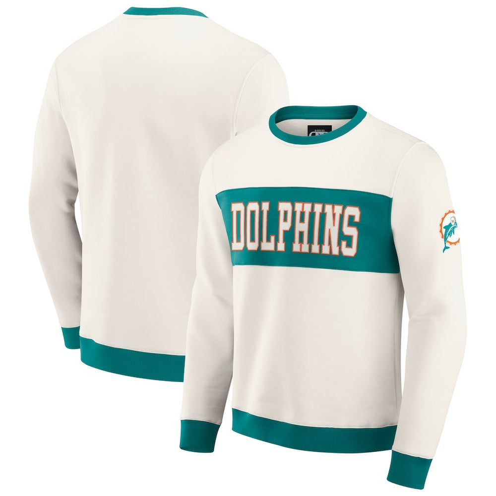 Fanatics Miami Dolphins Darius Rucker Collection Colorblock Pullover Sweatshirt Cream