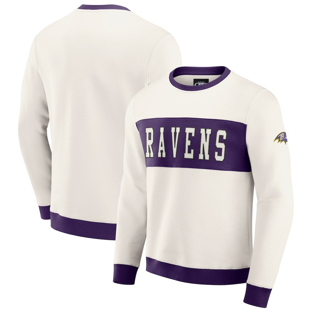 Fanatics Baltimore Ravens Darius Rucker Collection Colorblock Pullover Sweatshirt Cream