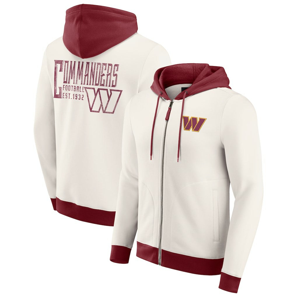 Fanatics Washington Commanders Darius Rucker Collection Distressed Graphics Full-Zip Hoodie Cream