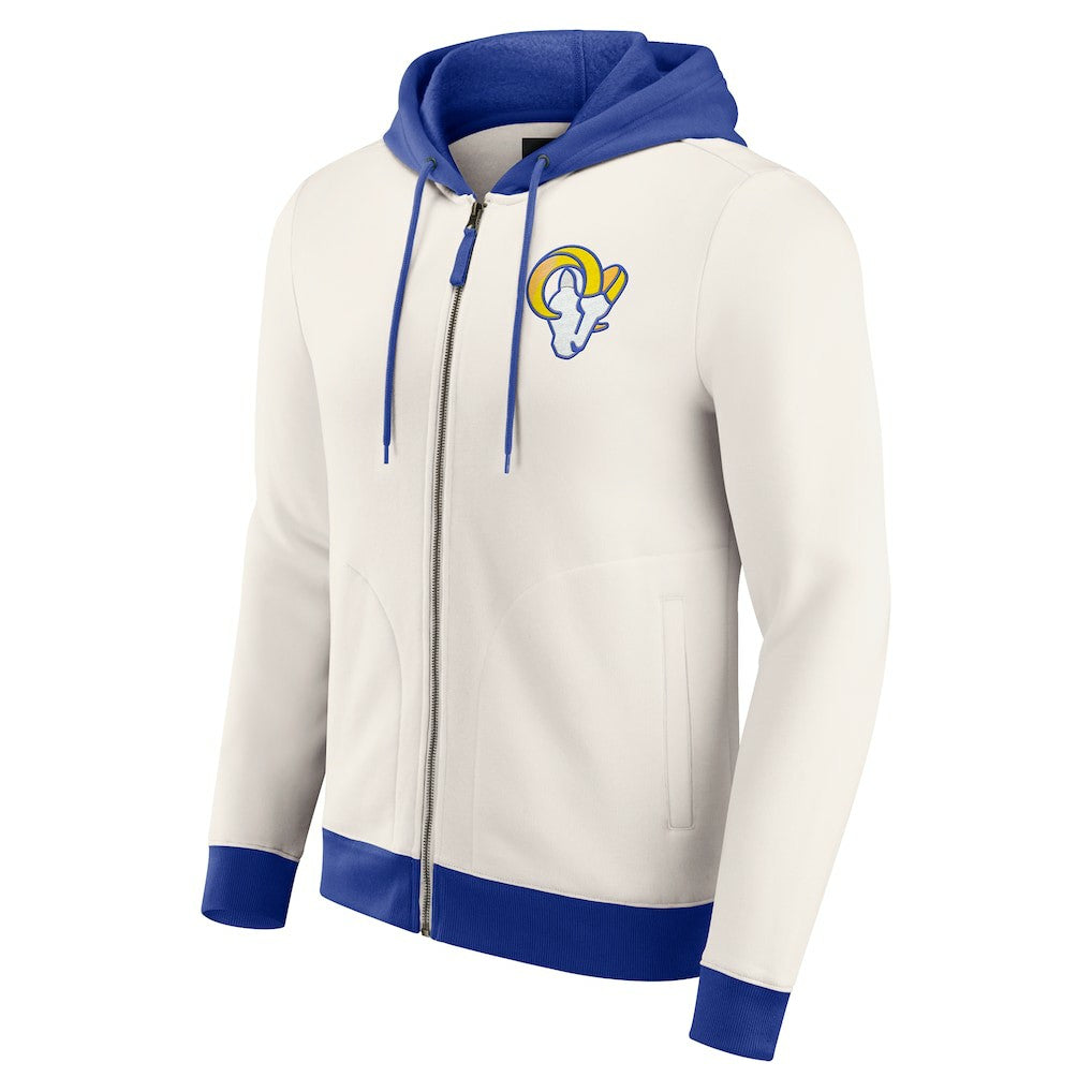 Fanatics Los Angeles Rams Darius Rucker Collection Distressed Graphics Full-Zip Hoodie Cream