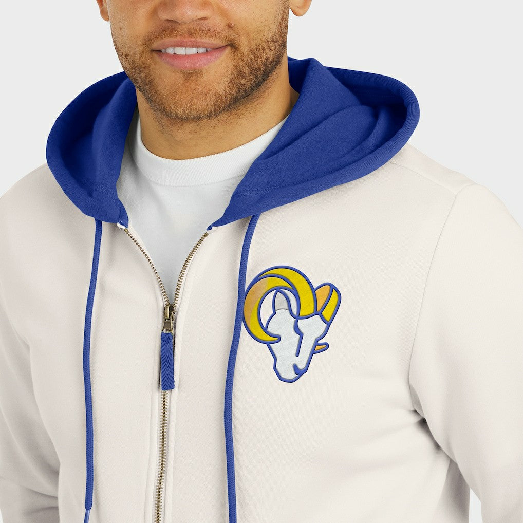 Fanatics Los Angeles Rams Darius Rucker Collection Distressed Graphics Full-Zip Hoodie Cream