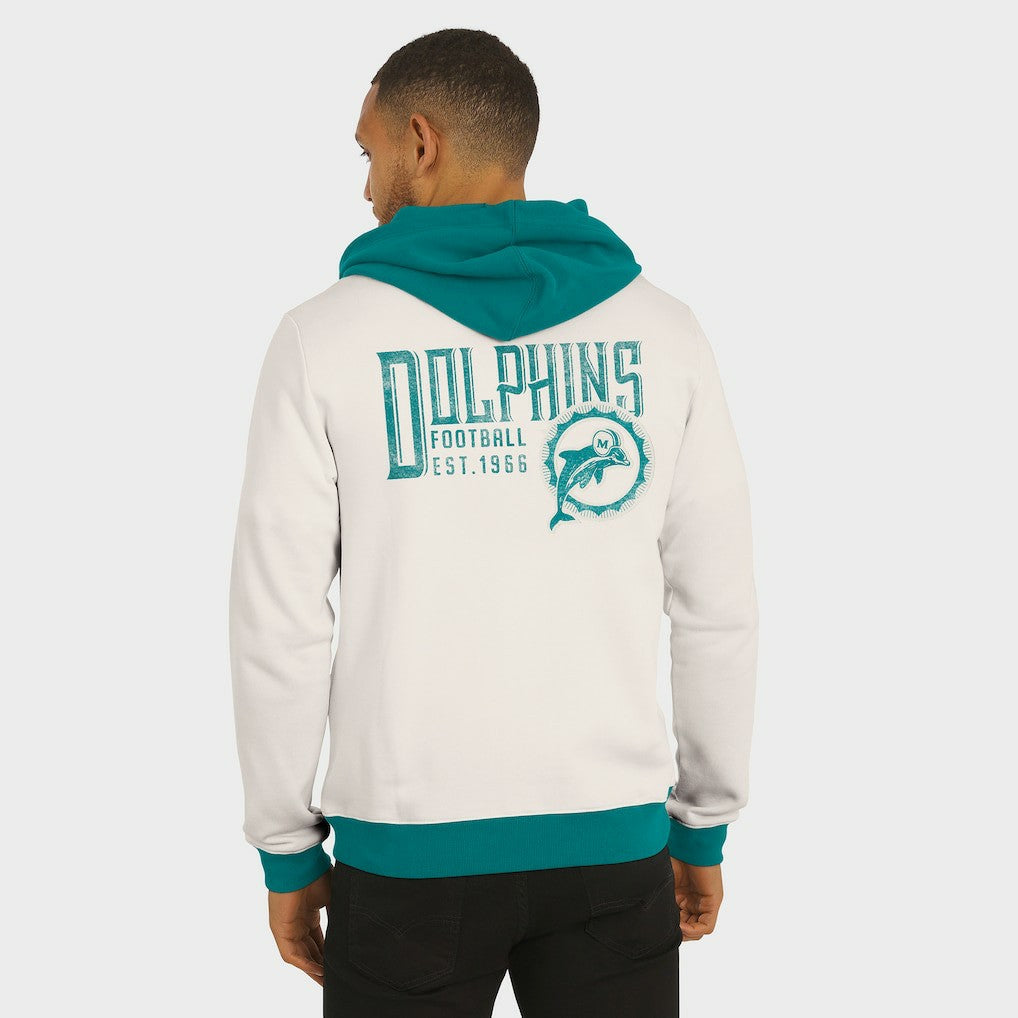 Fanatics Miami Dolphins Darius Rucker Collection Distressed Graphics Full-Zip Hoodie Cream