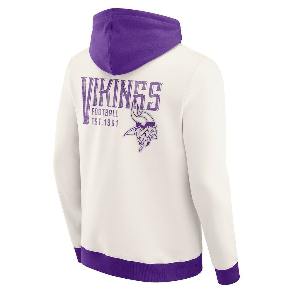 Fanatics Minnesota Vikings Darius Rucker Collection Distressed Graphics Full-Zip Hoodie Cream