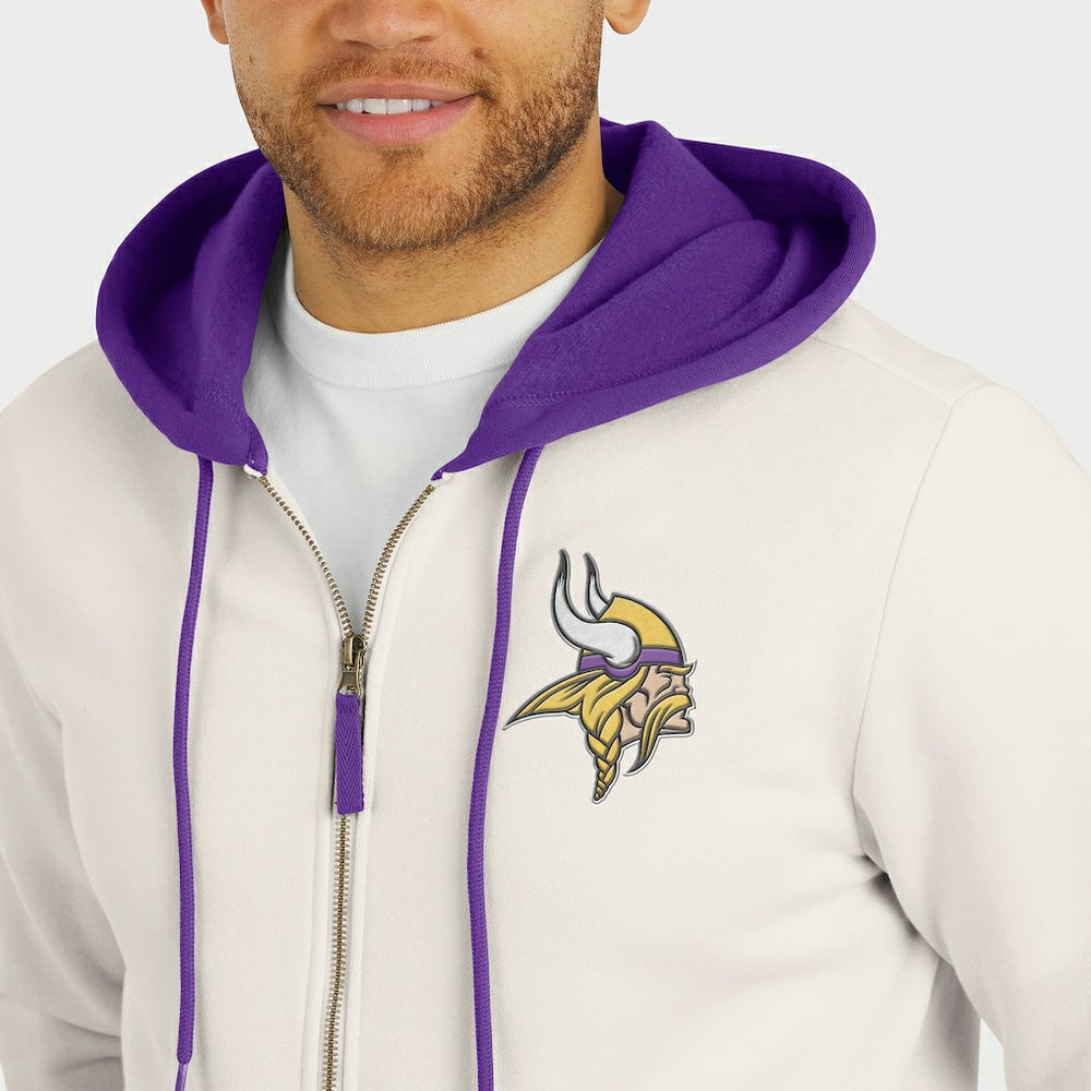Fanatics Minnesota Vikings Darius Rucker Collection Distressed Graphics Full-Zip Hoodie Cream