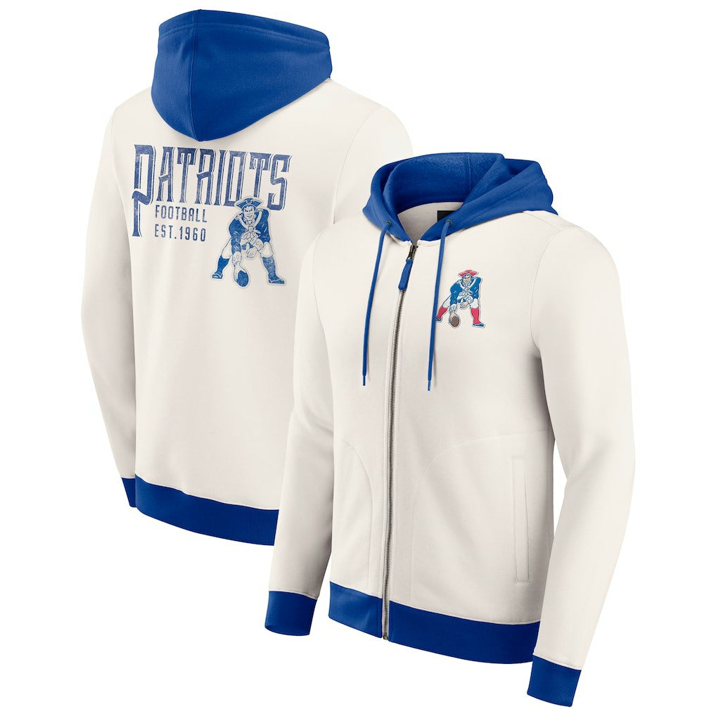 Fanatics New England Patriots Darius Rucker Collection Distressed Graphics Full-Zip Hoodie Cream