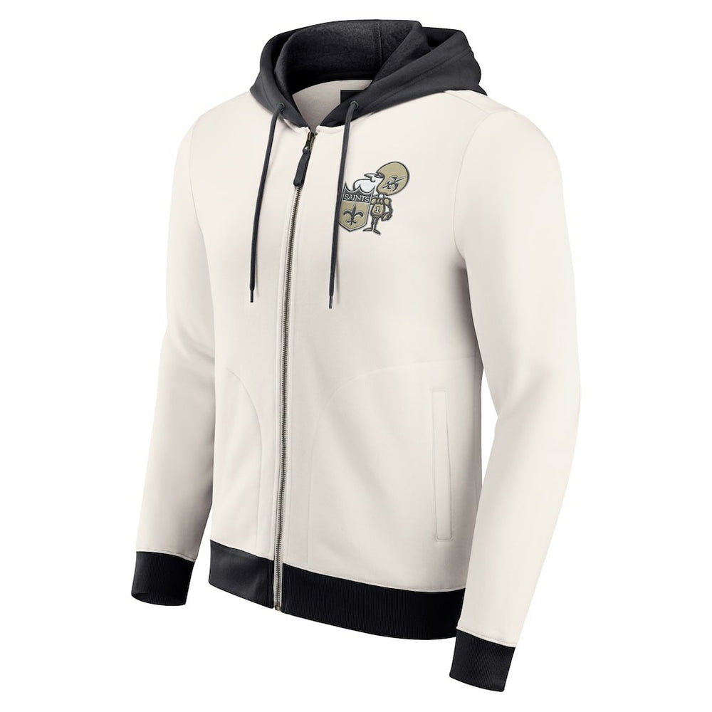Fanatics New Orleans Saints Darius Rucker Collection Distressed Graphics Full-Zip Hoodie Cream