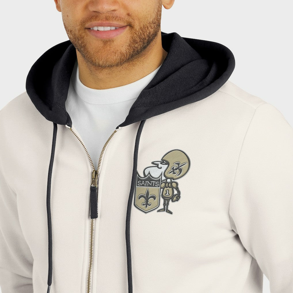 Fanatics New Orleans Saints Darius Rucker Collection Distressed Graphics Full-Zip Hoodie Cream