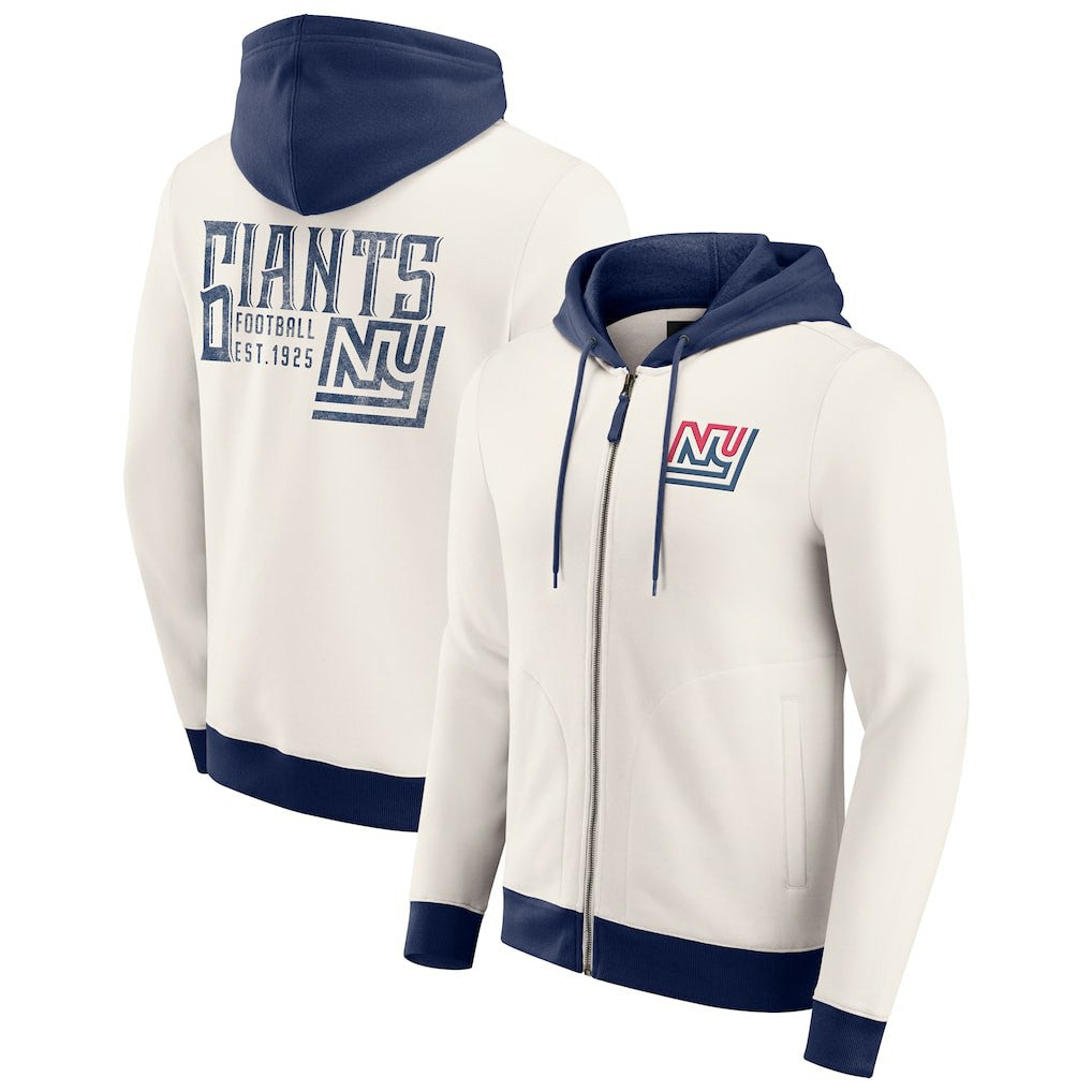 Fanatics New York Giants Darius Rucker Collection Distressed Graphics Full-Zip Hoodie Cream