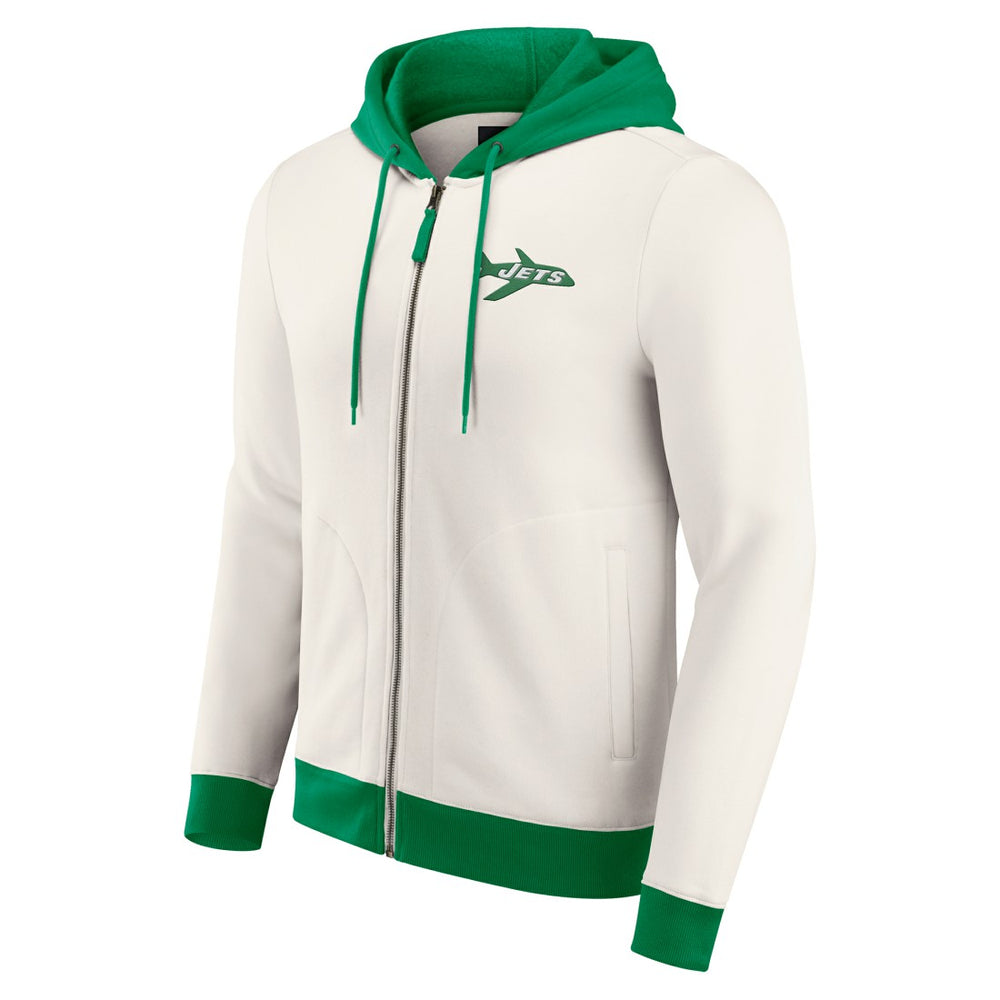 Fanatics New York Jets Darius Rucker Collection Distressed Graphics Full-Zip Hoodie Cream