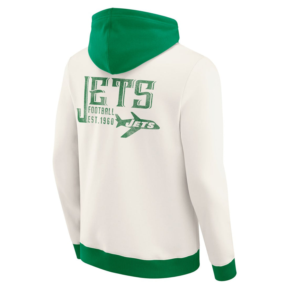 Fanatics New York Jets Darius Rucker Collection Distressed Graphics Full-Zip Hoodie Cream