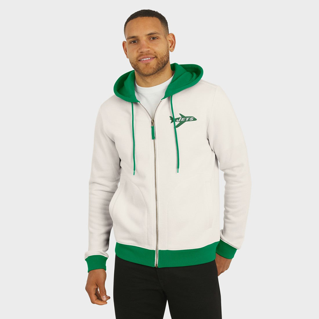 Fanatics New York Jets Darius Rucker Collection Distressed Graphics Full-Zip Hoodie Cream